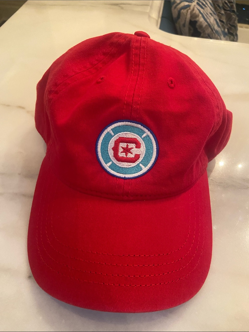 Red Embroidered Chicago Logo Baseball Cap